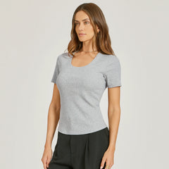 Rib Scoop Neck Tee