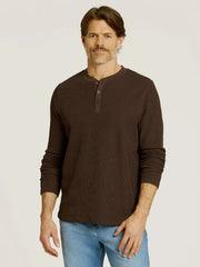 Cotton Waffle Curved Hem Henley
