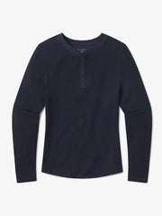 Cotton Waffle Curved Hem Henley