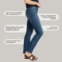 Mid Rise Slim Straight Ridge Jeans