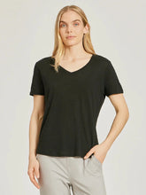 Relaxed Linen Blend V-Neck Tee