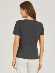 Relaxed Linen Blend V-Neck Tee