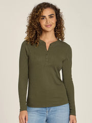 Long Sleeve Rib Henley Tee