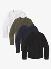 Cotton Waffle Curved Hem Henley 4-Pack