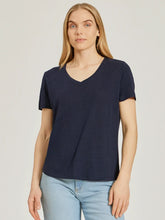 Relaxed Linen Blend V-Neck Tee
