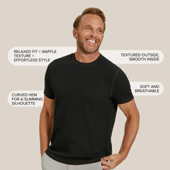 Cotton Waffle Curved Hem Crew