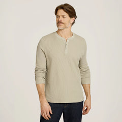 Cotton Waffle Curved Hem Henley