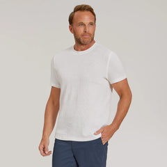 Cotton Waffle Curved Hem Crew