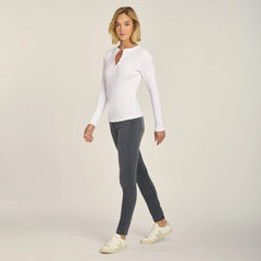 Long Sleeve Rib Henley Tee
