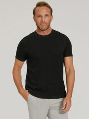 Cotton Waffle Curved Hem Crew