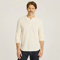 Cotton Waffle Curved Hem Henley