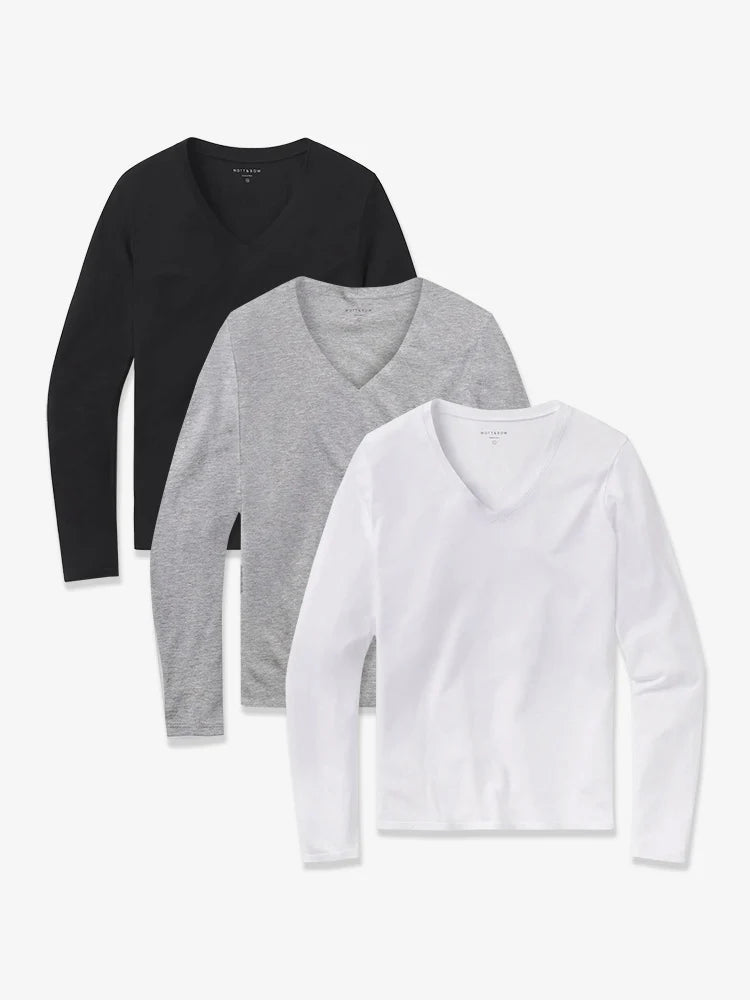 Long Sleeve V-Neck Tee Marcy 3-Pack