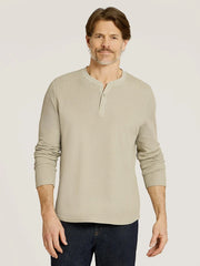 Cotton Waffle Curved Hem Henley