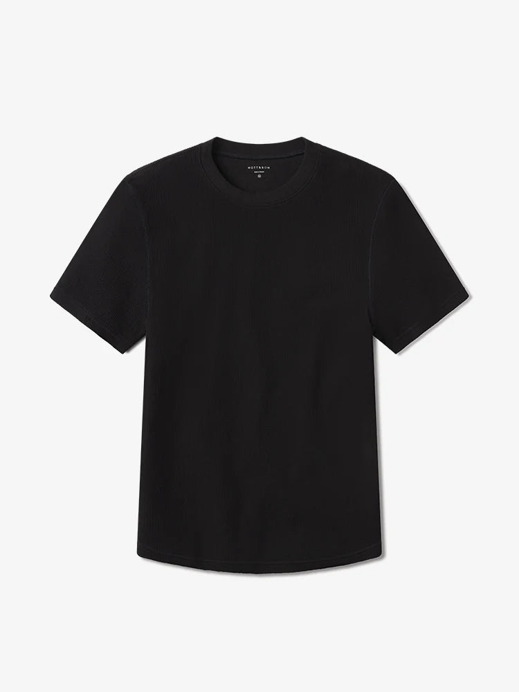 Cotton Waffle Curved Hem Crew