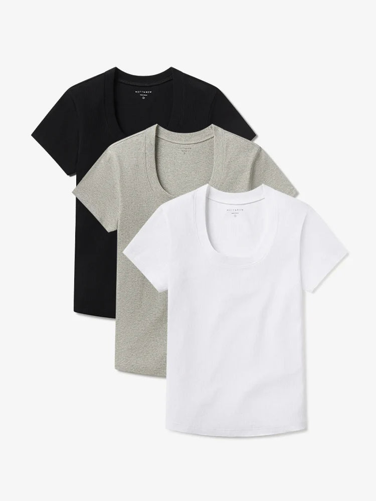 Rib Scoop Neck Tee 3-Pack