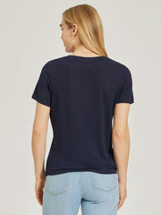 Relaxed Linen Blend V-Neck Tee