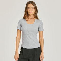 Rib Scoop Neck Tee