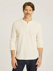 Cotton Waffle Curved Hem Henley