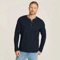 Cotton Waffle Curved Hem Henley