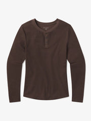 Cotton Waffle Curved Hem Henley