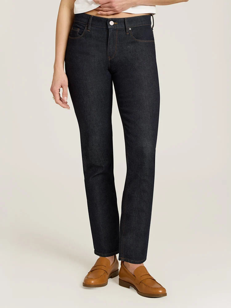Mid Rise Slim Straight Ridge Jeans