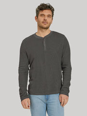 Cotton Waffle Curved Hem Henley