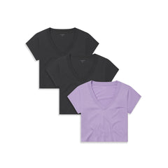 Everyday Cotton Deep V-Neck Tee 3-Pack