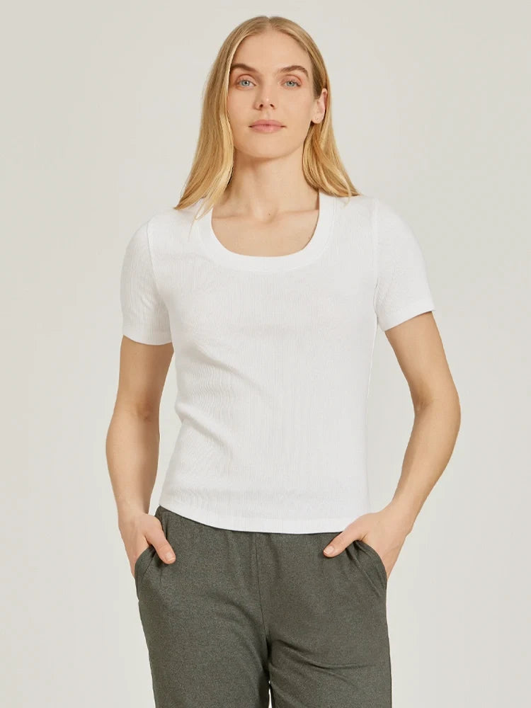 Rib Scoop Neck Tee