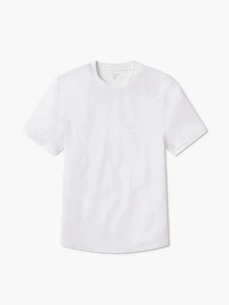 Cotton Waffle Curved Hem Crew