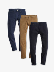 Straight Twill Stretch Jeans 3-Pack