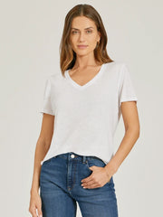 Relaxed Linen Blend V-Neck Tee