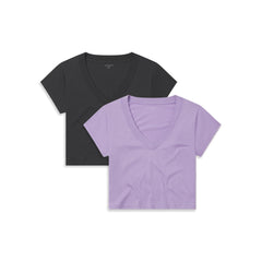 Everyday Cotton Deep V-Neck Tee 2-Pack