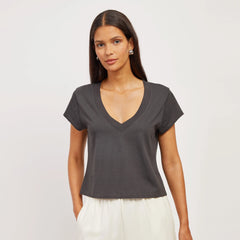 Everyday Cotton Deep V-Neck Tee
